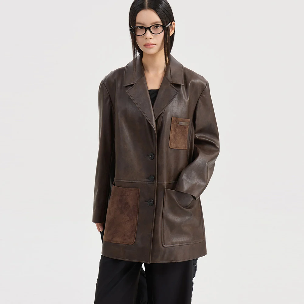 Fake Leather Single Jacket (brown) LFJAW25220BRX