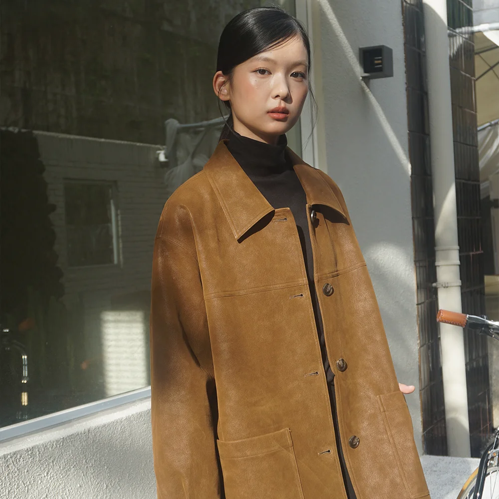 (woman) 寬鬆版型 仿真 麂皮 Cacot_Brown
