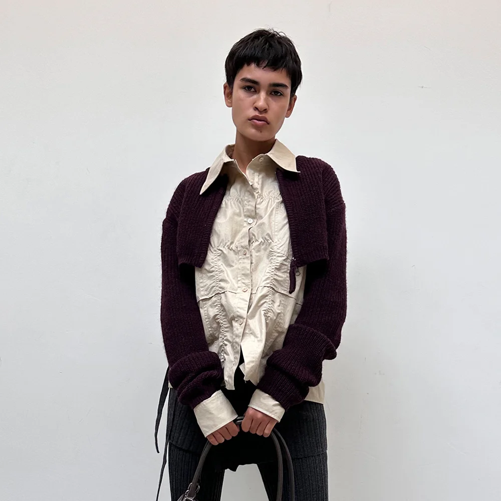 DECONSTRUCTION CRINKLE SHIRT IN BEIGE