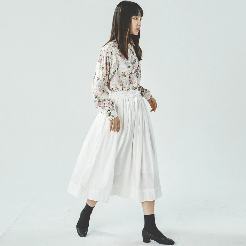 2 SHIRRING WHITE SKIRT