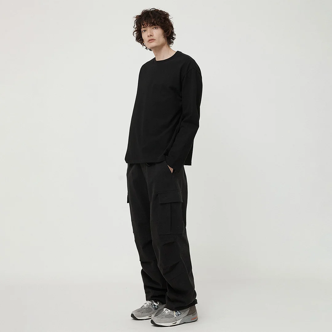 MAN PARACHUTE COTTON PANTS BLACK