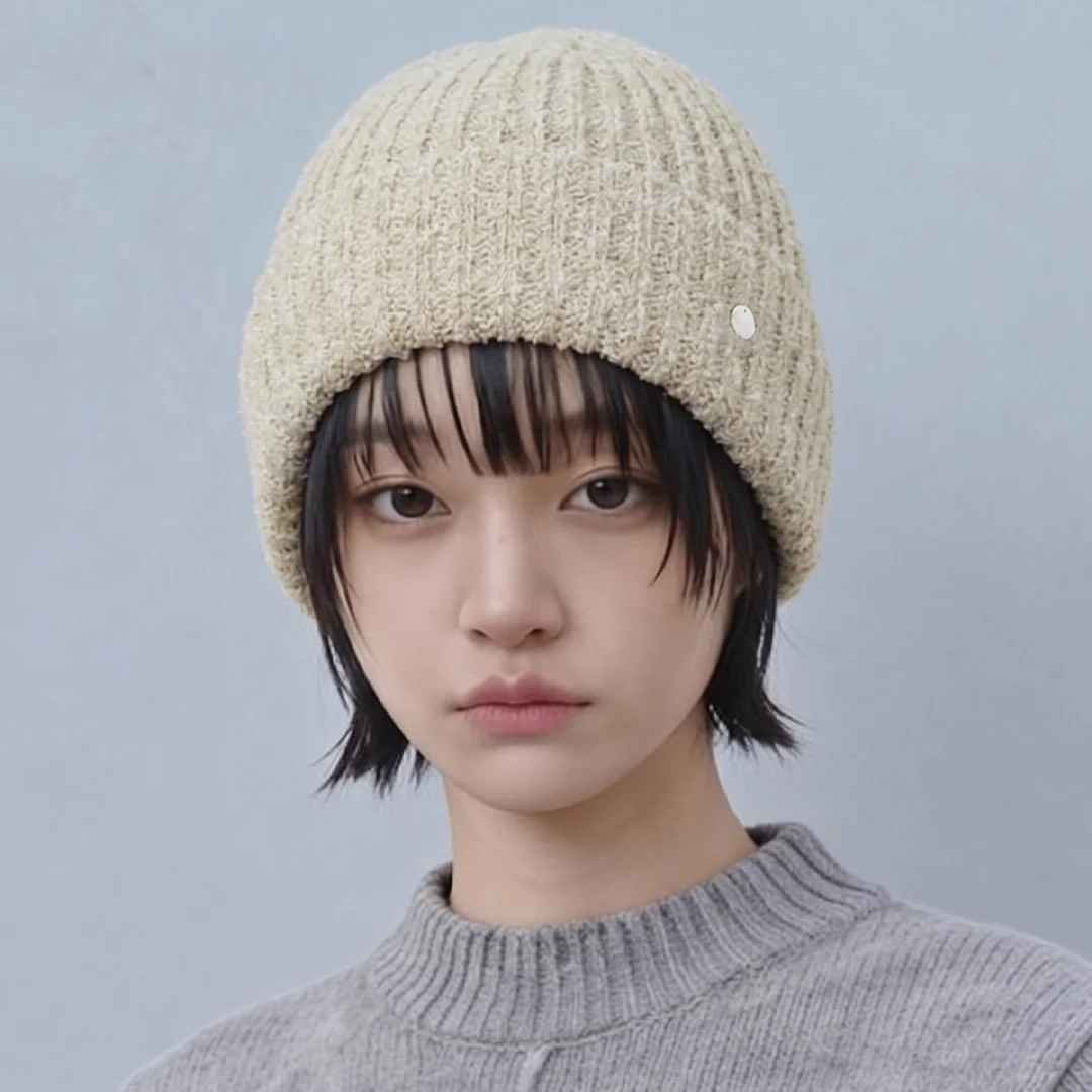麻花 Pop 色 純棉 貝母 標籤 四季 夏季 冷帽 STICK RIB BEANIE / POP COTTON / MELANGE OLIVE
