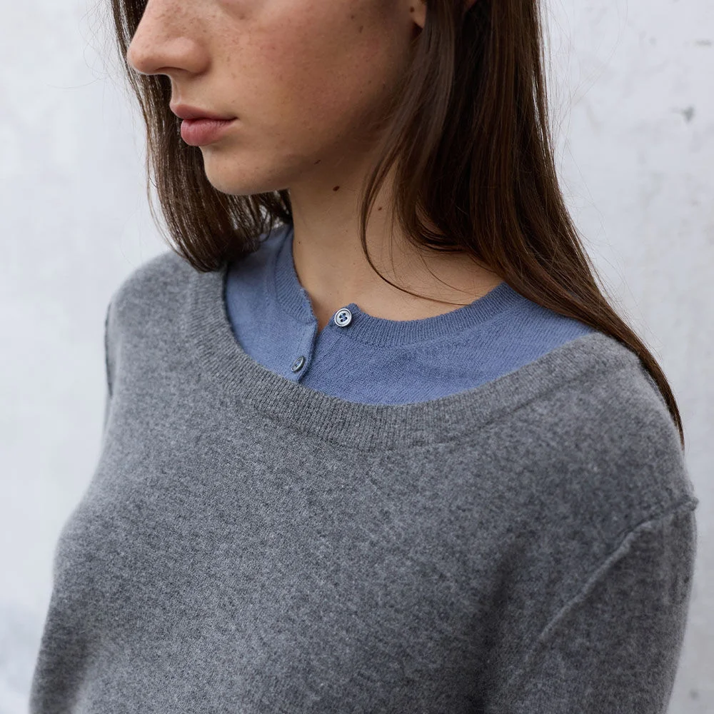 Cashmere Blended Round neck Layered Knit VK6AP972_2color