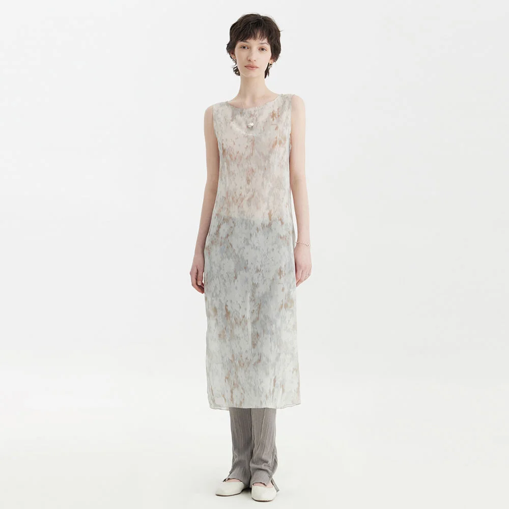 Printing Jersey Dress - Light Grey