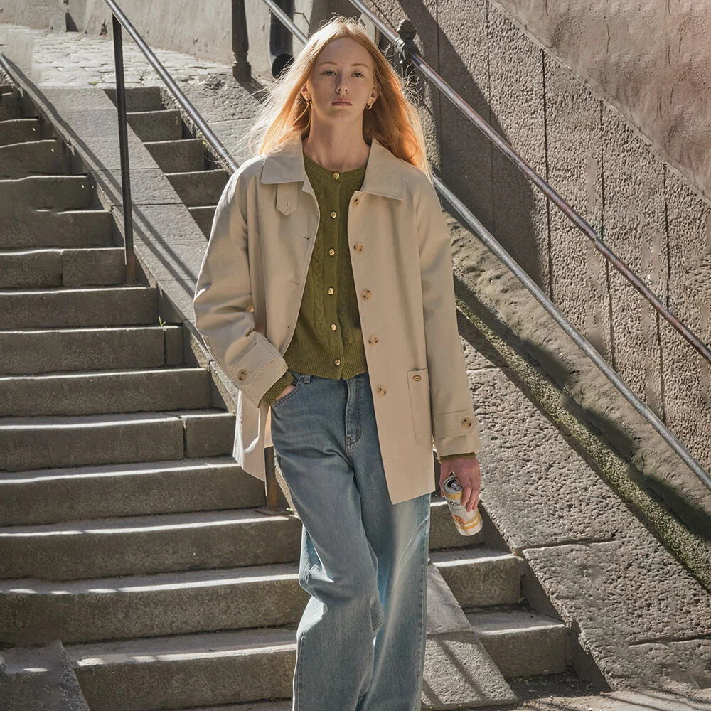 Hanover raglan half trench coat_Light beige
