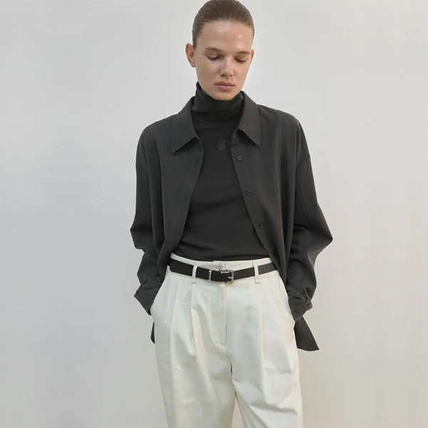 POG POINT TUCK SLIT SHIRT(BL-4274)