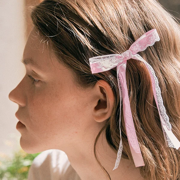 MINI LACE RIBBON PIN SET PINK