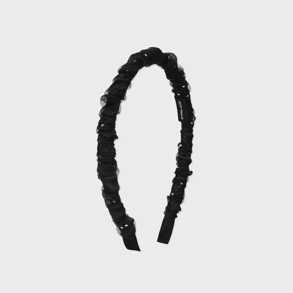 organza layered shirring hair band black