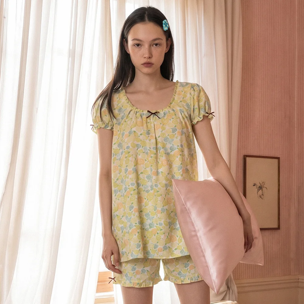 Ribbon Puff Pajama SET-UP (Yellow)