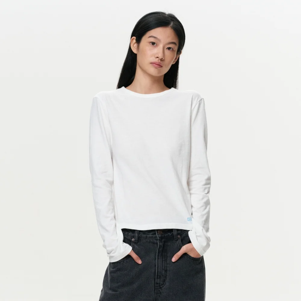 WOMEN ERA VINTAGE COTTON LS T - WHITE