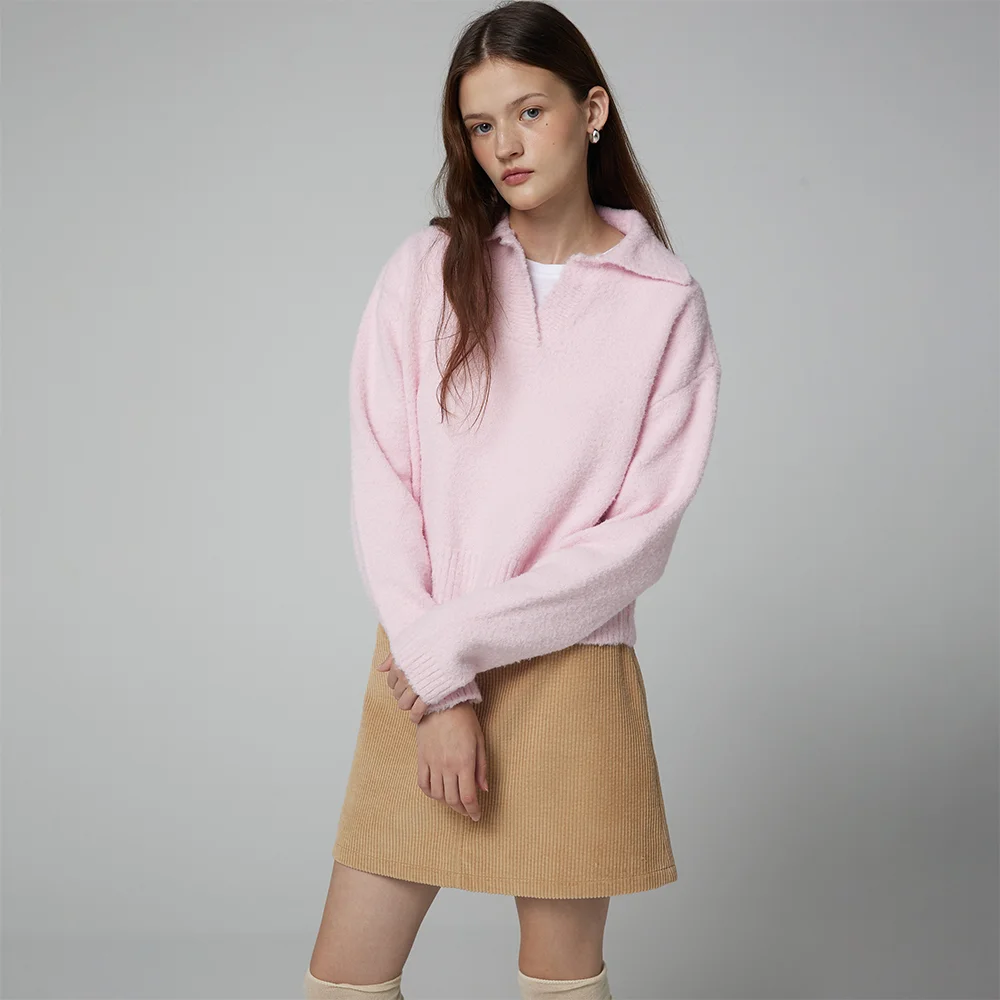 Soft collar knit_pink
