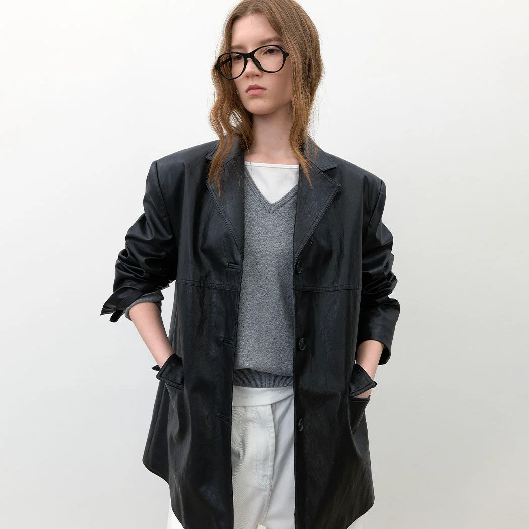 OVER FIT SINGLE LEATHER JACKET (JK-3061)
