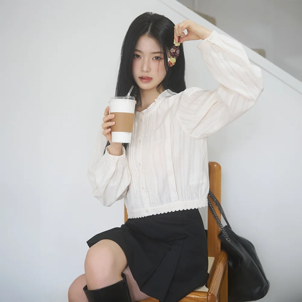 Round Neck Frill Blouse