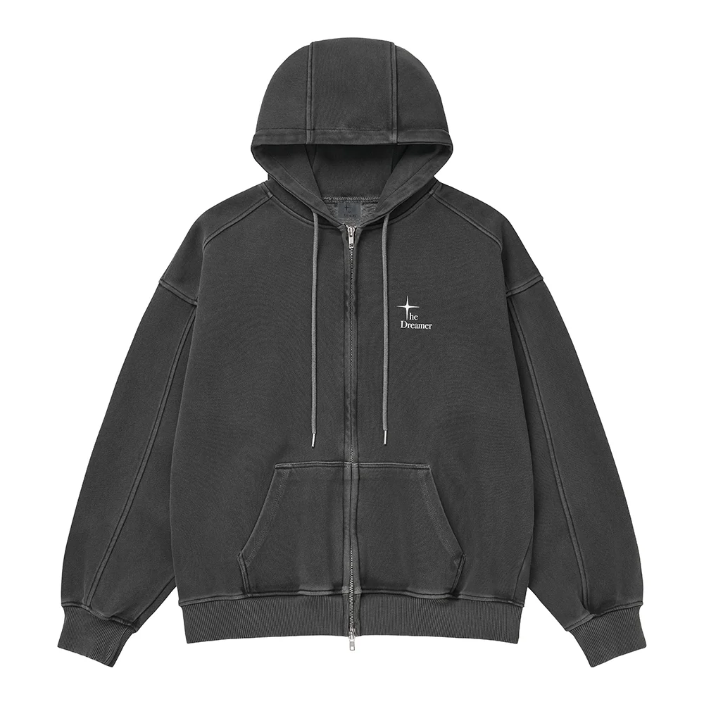 Voyager Pigment Zip-up Hoodie - Charcoal