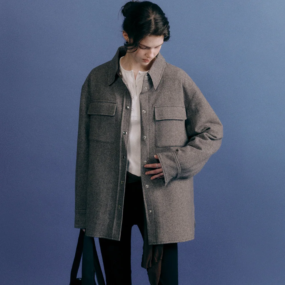 Mer Wool Quilted Jacket (Brown)