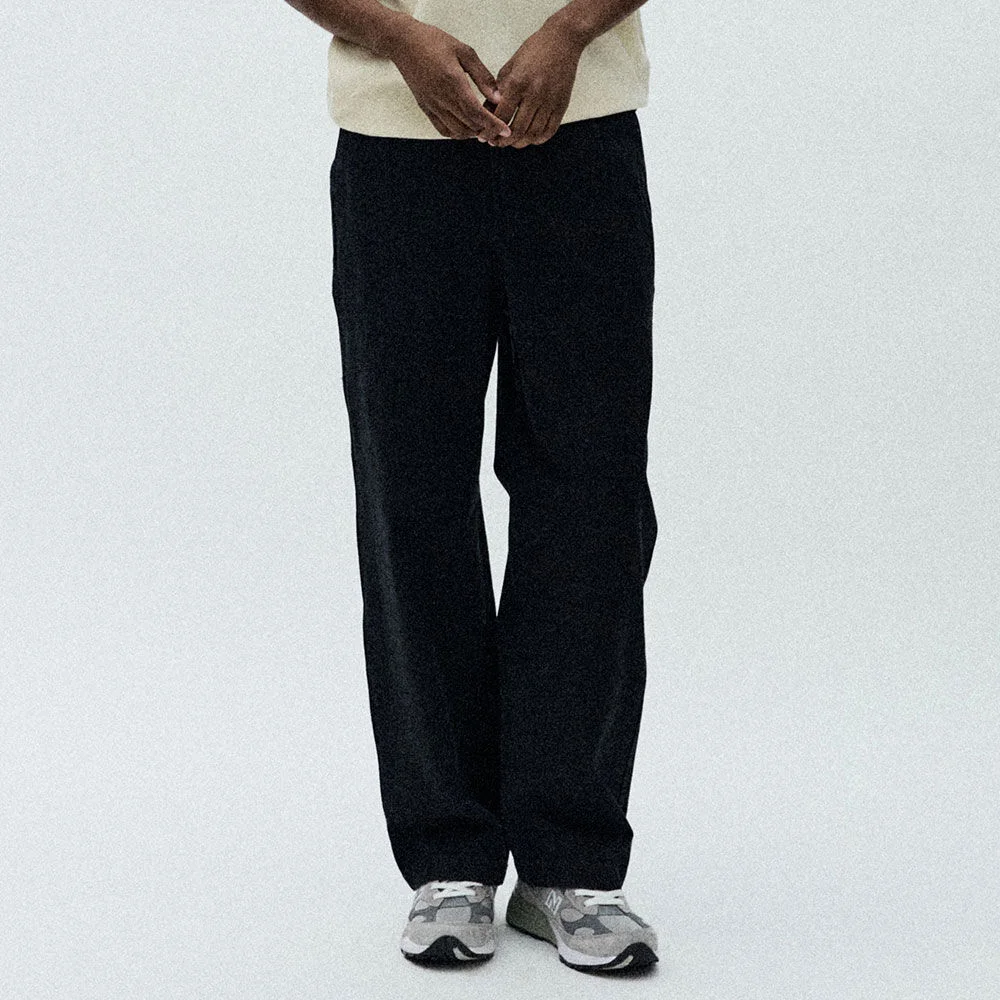 One-Tuck Herringbone Washed High Waist Pants (Black)