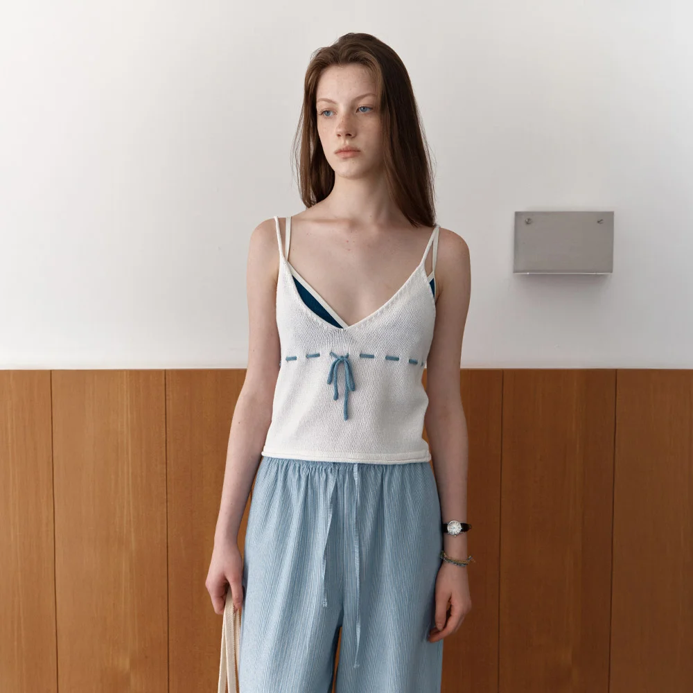 string layered knit - white