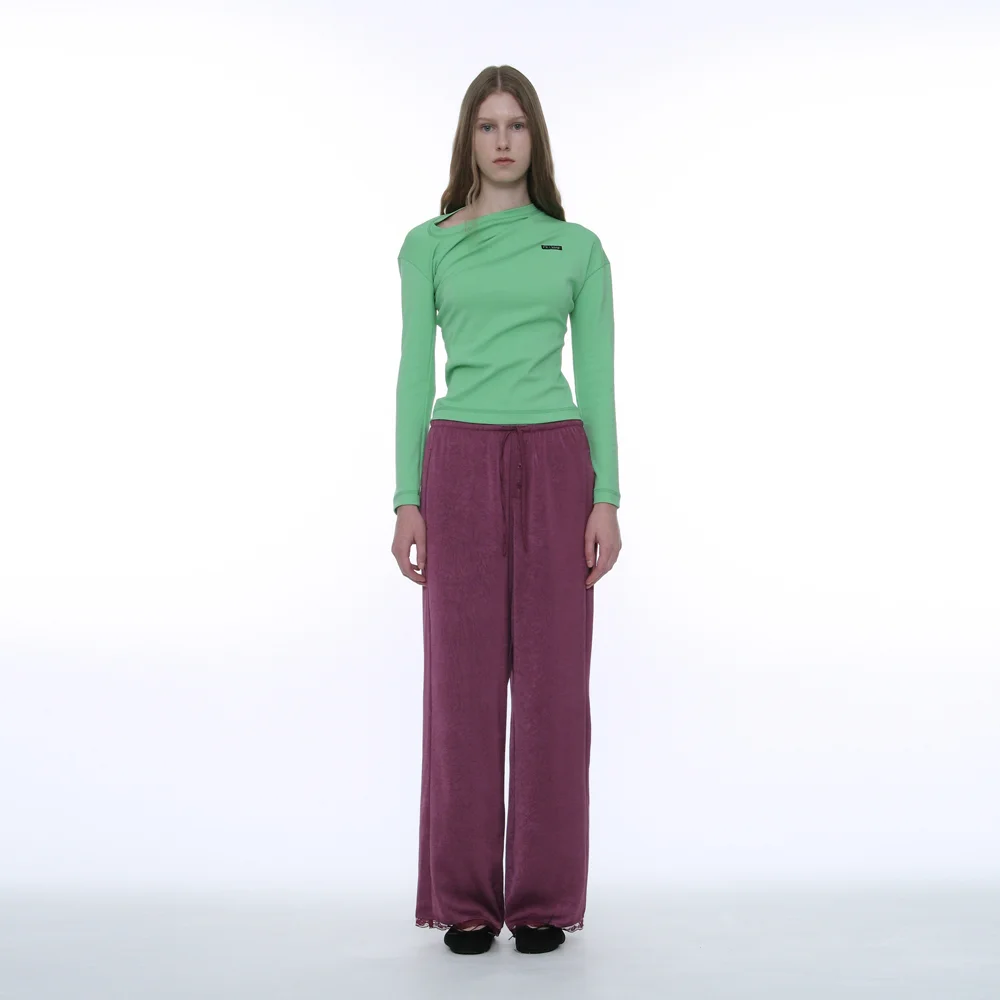PWC LACE TRIM SATIN PANTS_PLUM