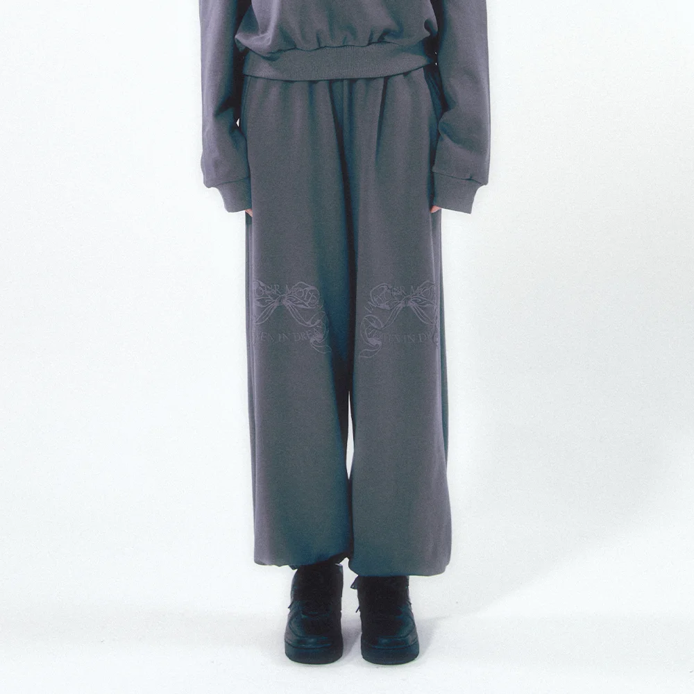 Knee Point Ribbon Jogger Pants Charcoal