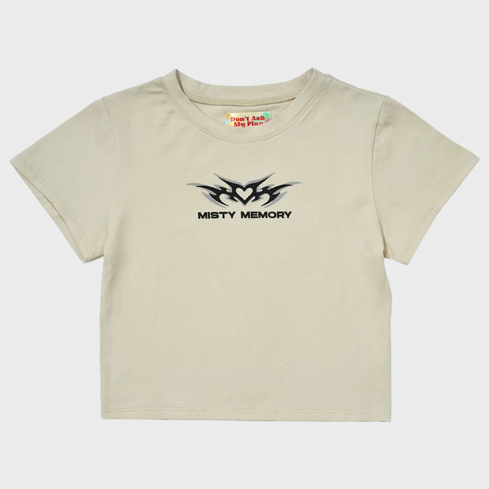 DAMP 'MISTY MEMORY' LOGO CROP TOP_BEIGE