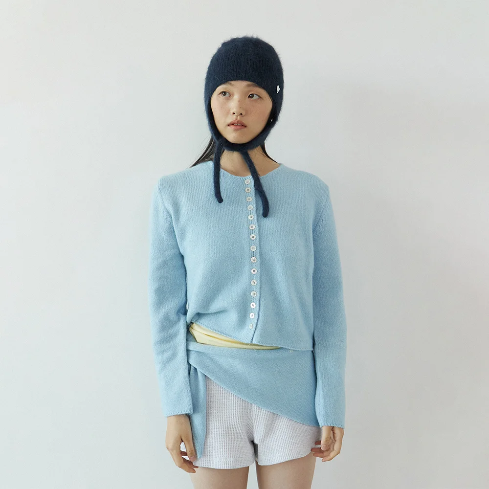 Alpaca button point cardigan_sky blue