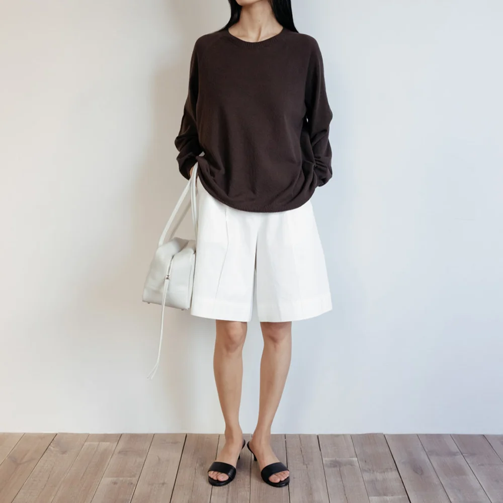 Cotton Half-Length Shorts (White)