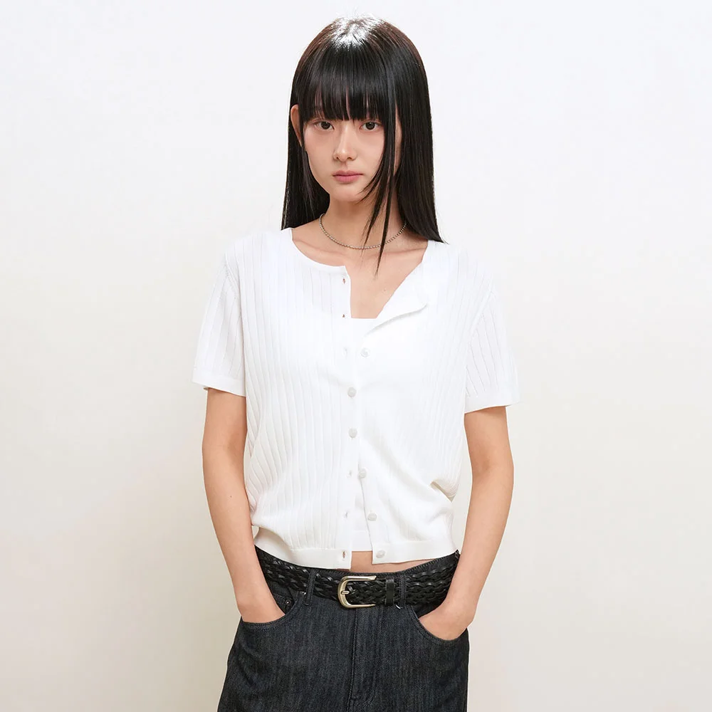WOMAN Temp Cut 圓領 半 開襟外套 / GF2LKC539