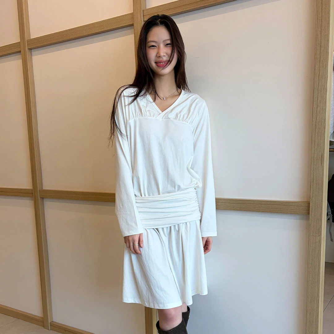 JERSEY SHIRRING DRESS