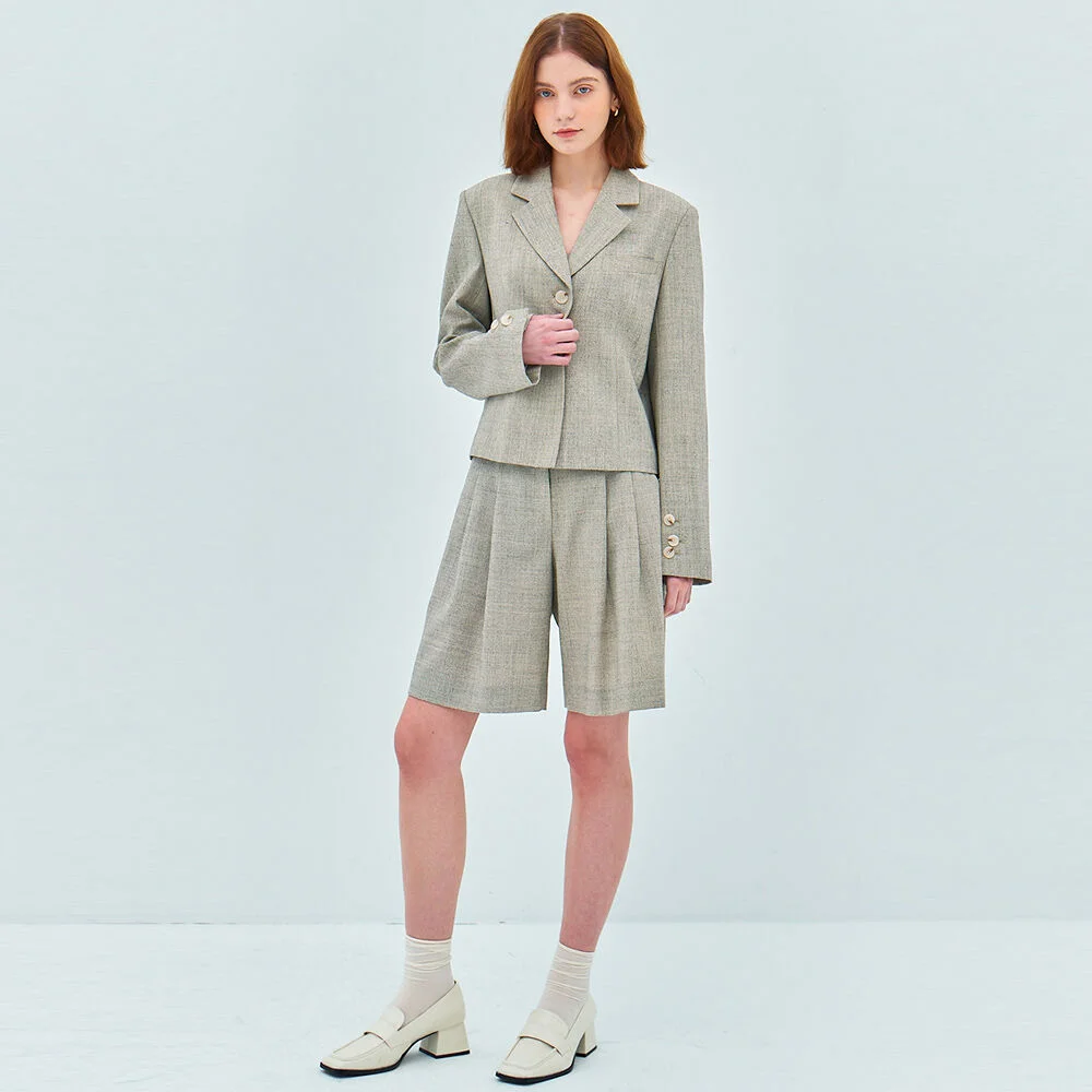SINGLE DART SHORT JACKET(ash grey)