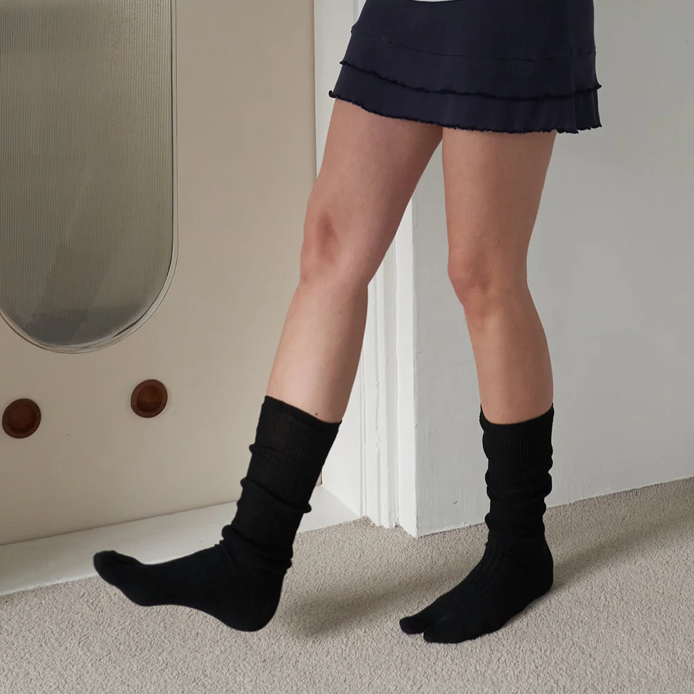 Ribbed Tabi Knee Socks_4 color