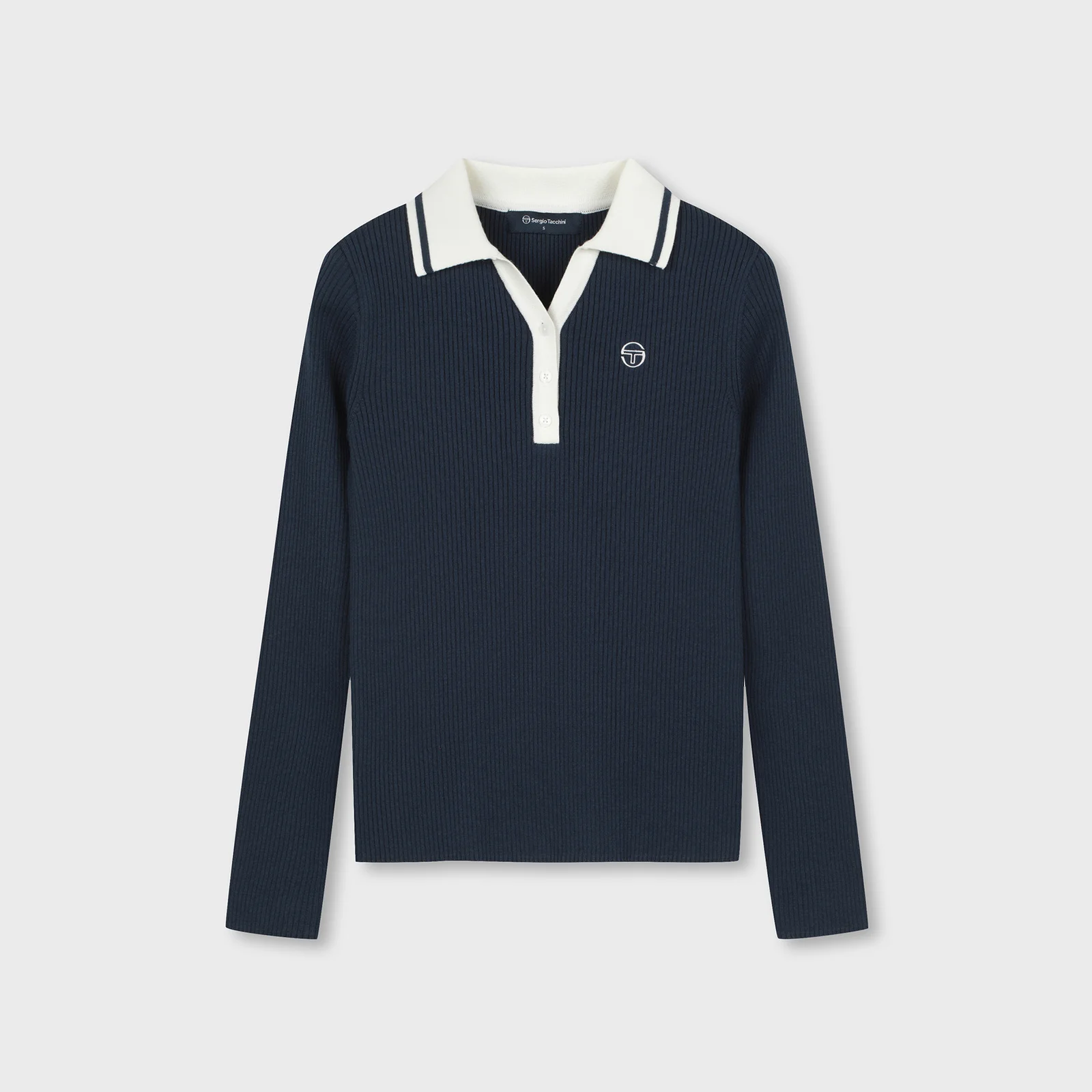 W 衣領 撞色 修身 毛衣 Polo (Navy)