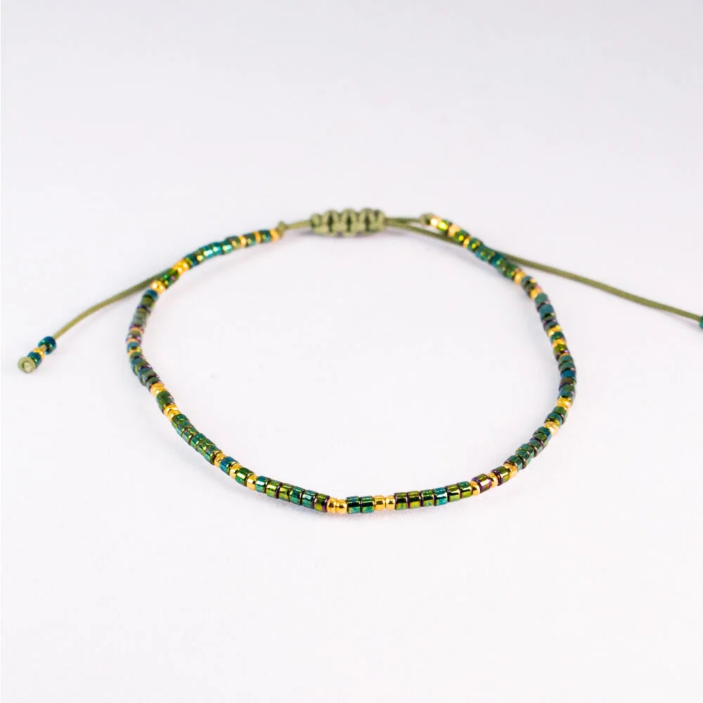 HR 350B_Color Beads Fabric Bracelet