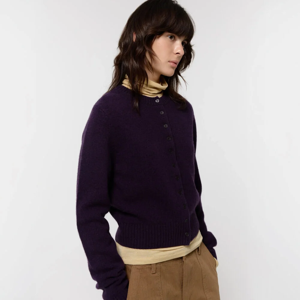 SUPERFINE MERINO CARDIGAN / DEEP PURPLE