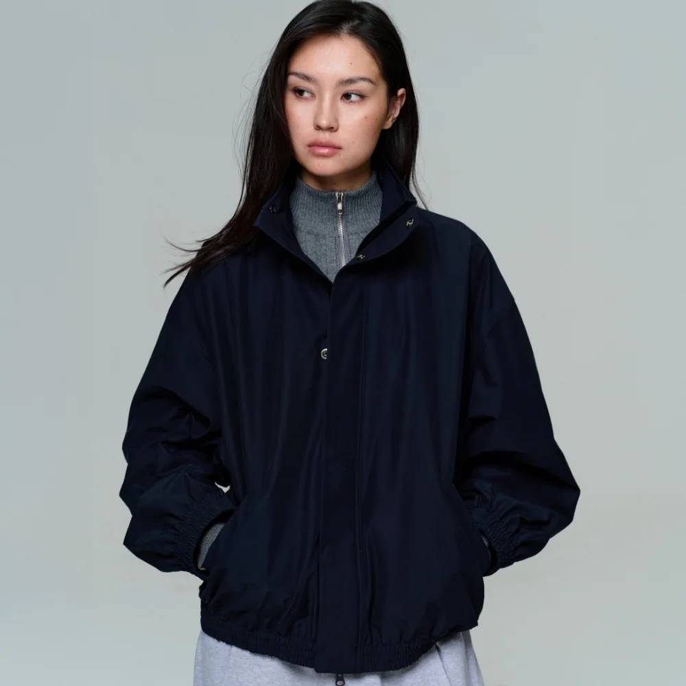 WOMEN OVERSIZED TRACK ZIP JACKET - DARK NAVY
