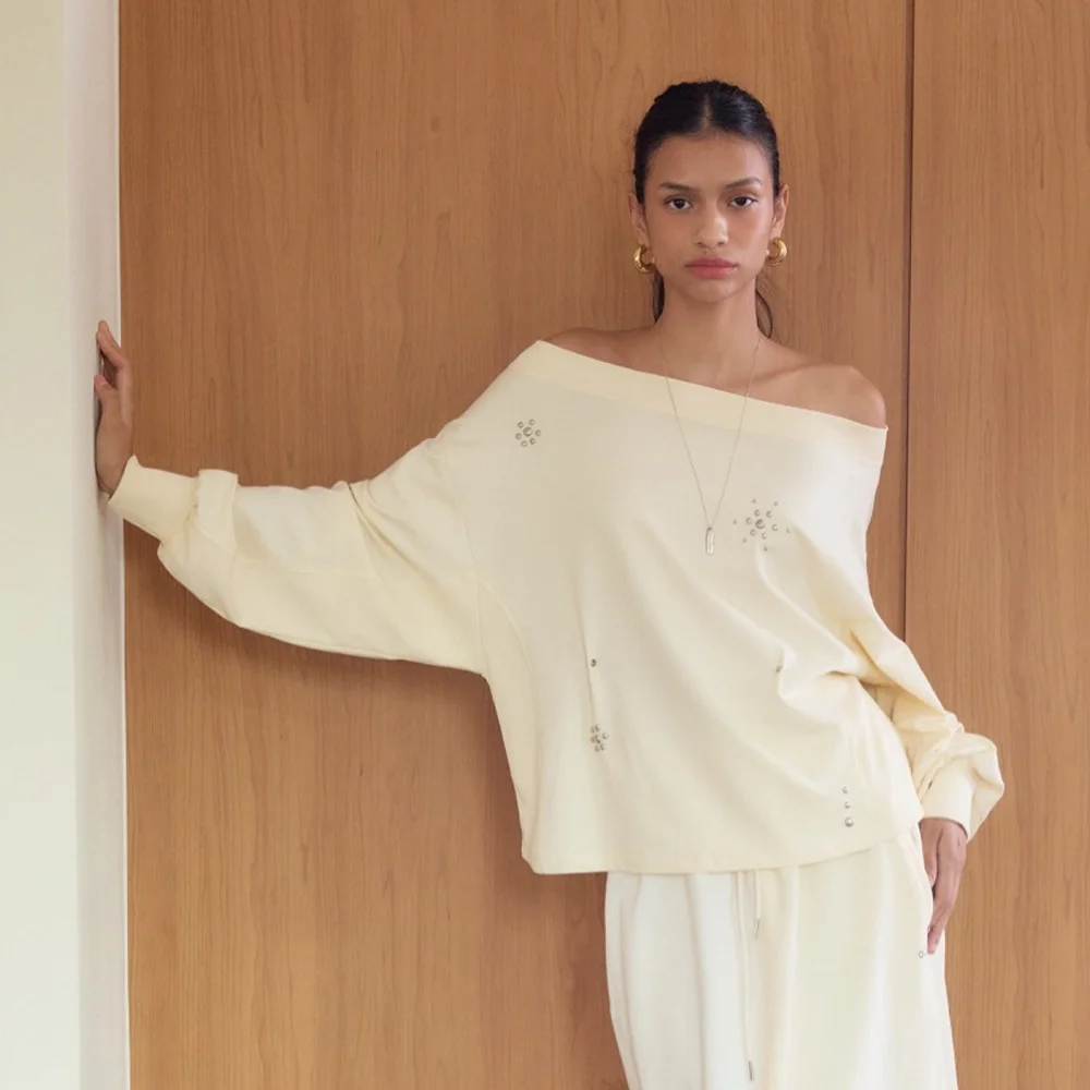 Up Patch Boatneck Sweatshirt / Sand