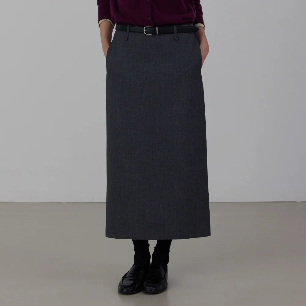 Textured Wool-Blend Pencil Skirt