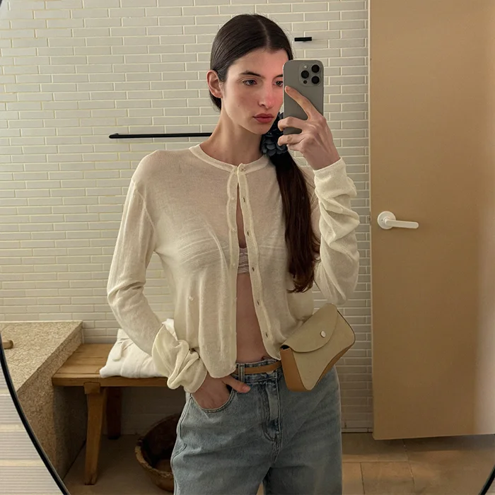 CLASSIC SHEER CARDIGAN - CREAM