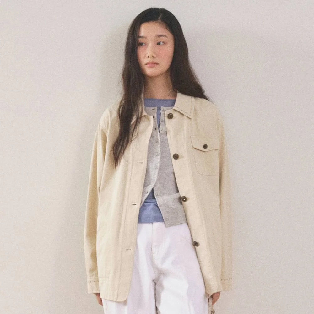 PEANUT WASHED JACKET_MILK BEIGE
