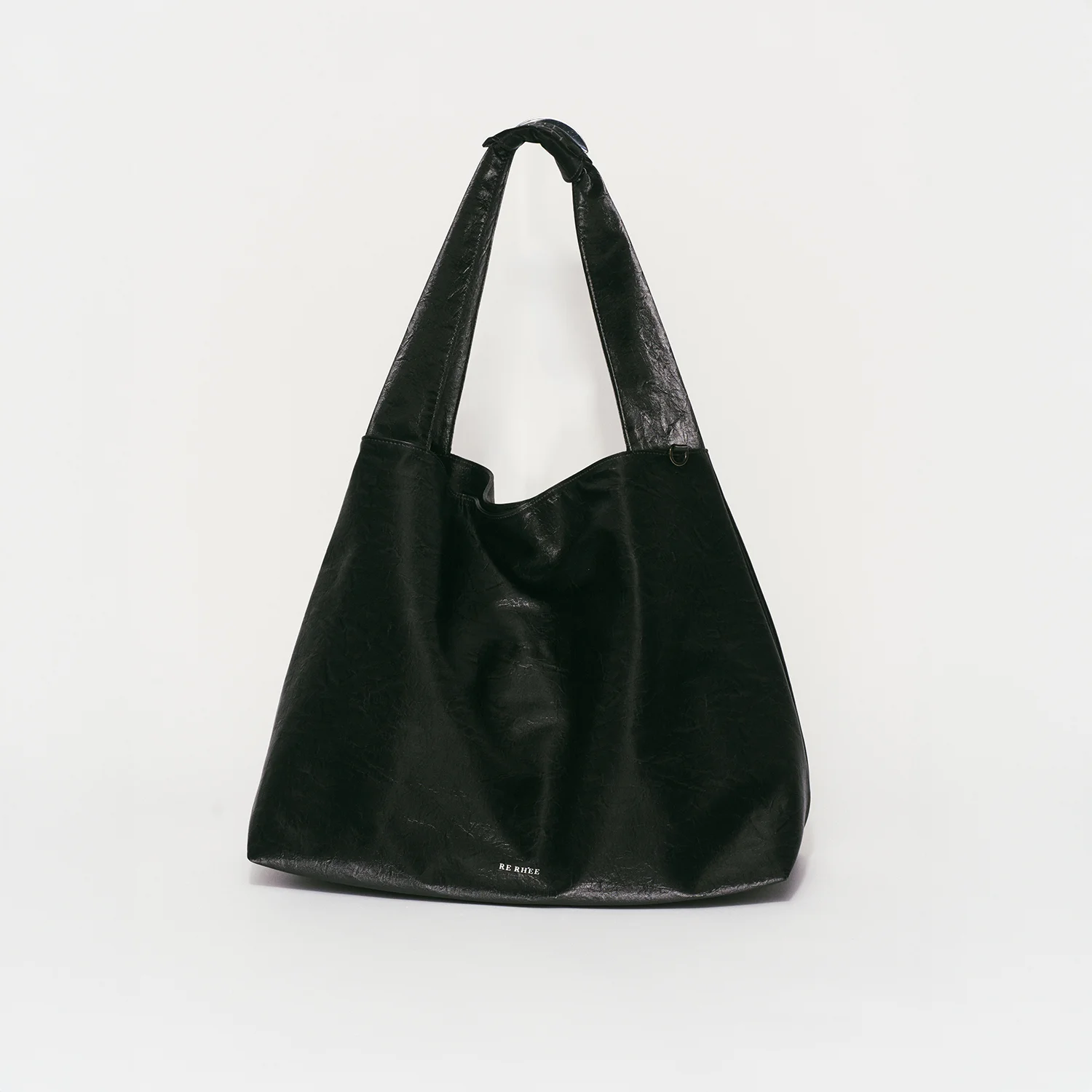 LEATHER SHOPPER BAG BLACK