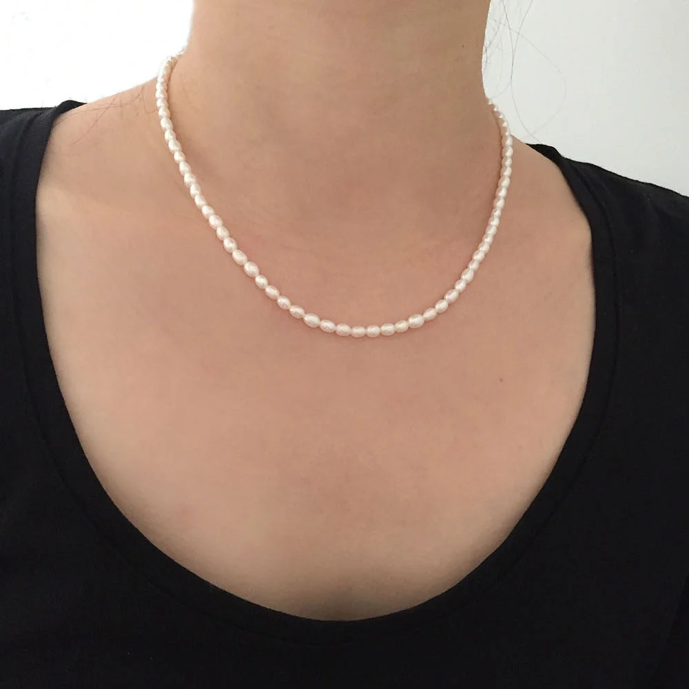 silver925 pearl layering necklace_2 Size