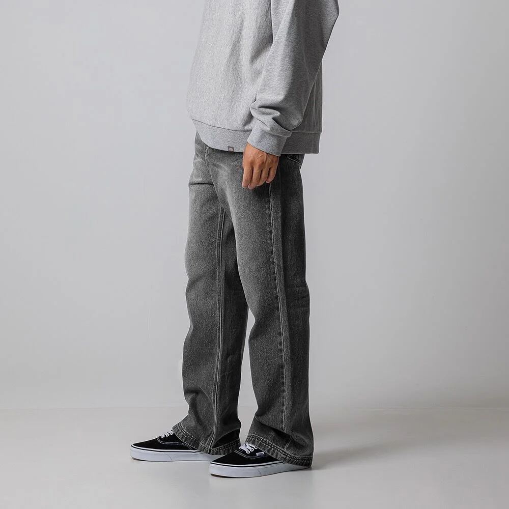 靴型 水洗 牛仔 褲子 Gray