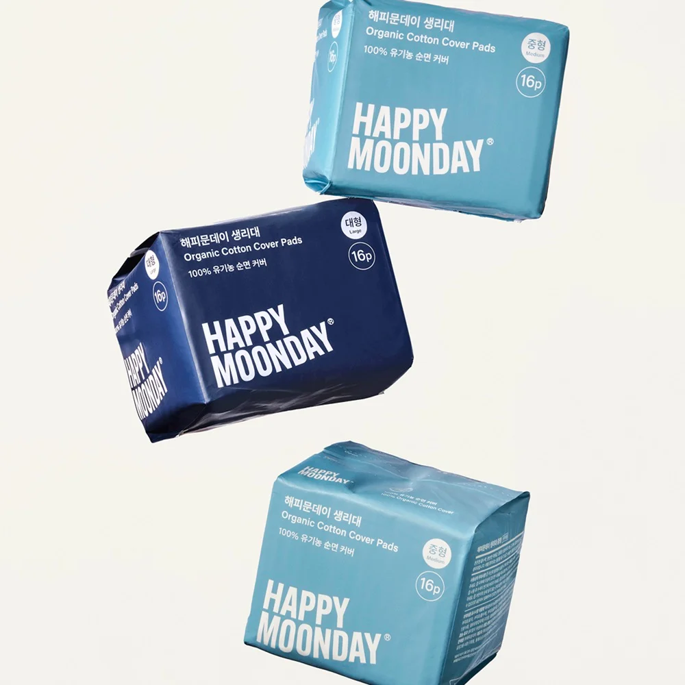 Happy Moonday 有機 純棉 衛生巾 16P 2款 擇 1 (中/大號)