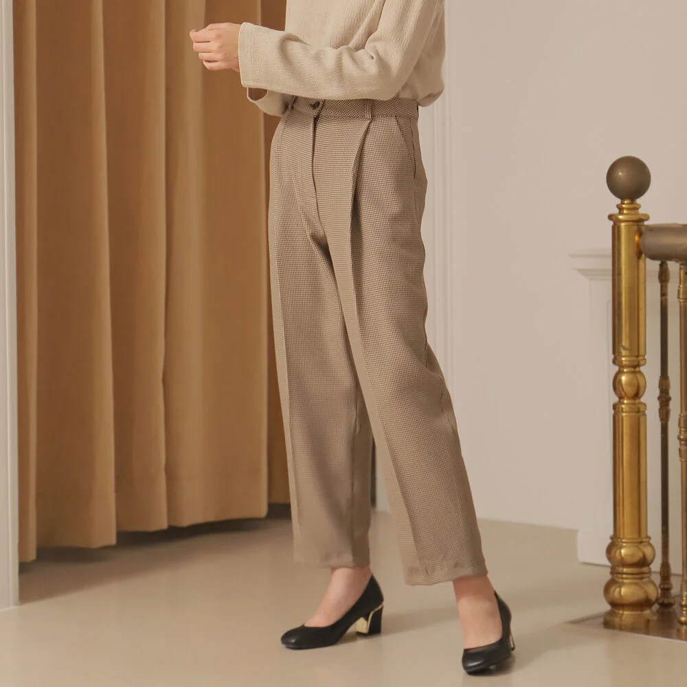 CHECK BAGGY PANTS_BROWN