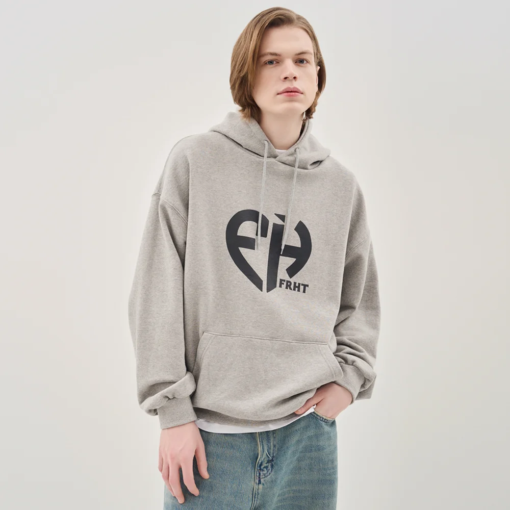 OVERSIZE LOGO HEART SYMBOL HOODIE_GRAY