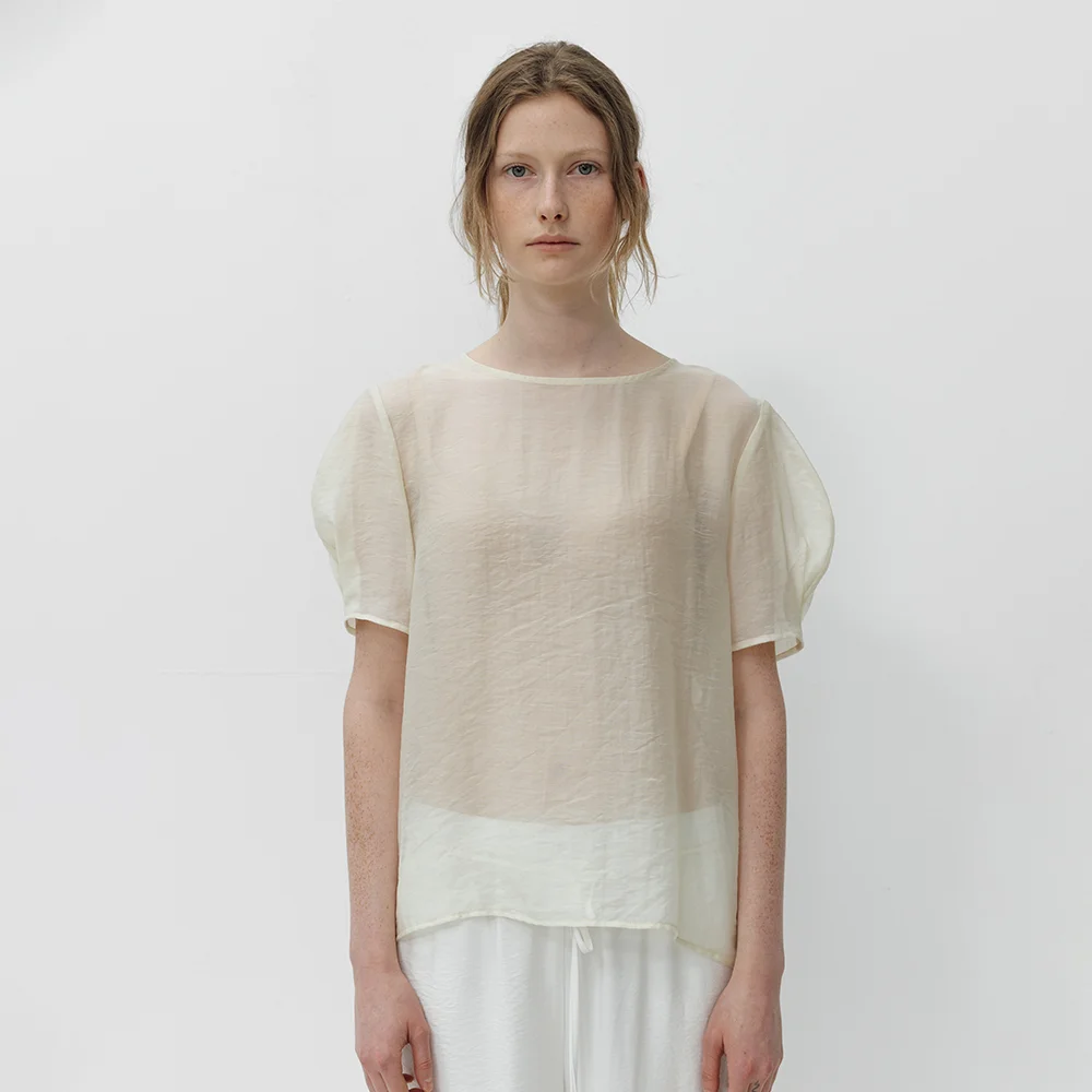 Sheer Puff Blouse_2color