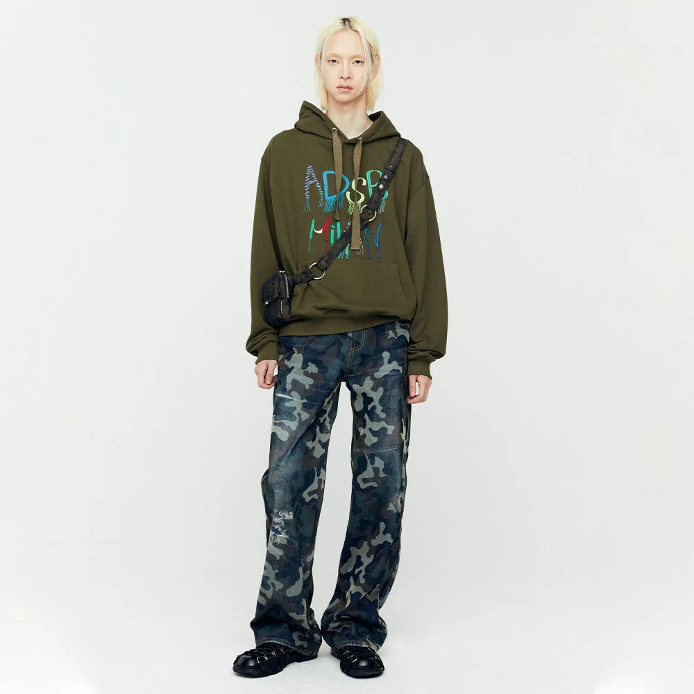 (ESSENTIAL) UNISEX ADSB MILAN EMBROIDERY HOODIE atb1148u(KHAKI)