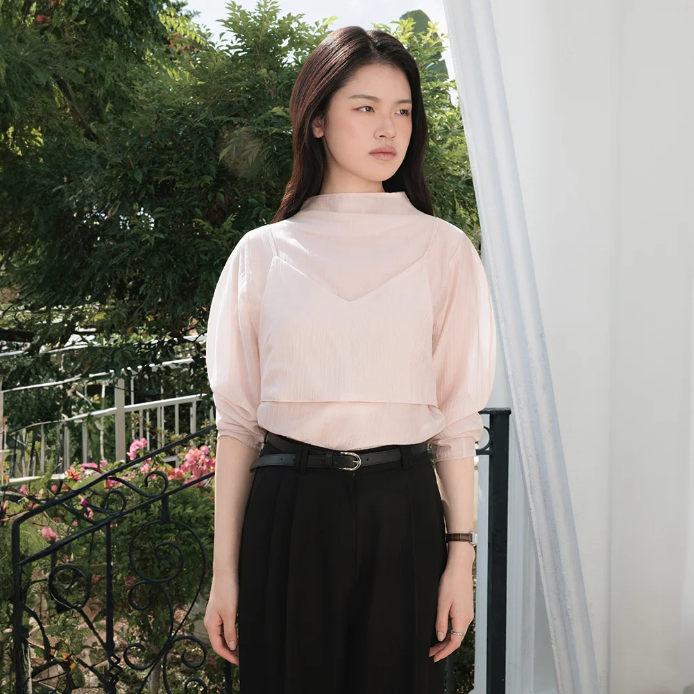High-Neck Bustier Blouse