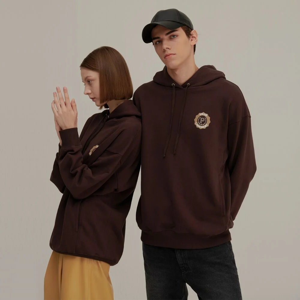 SIGNATURE LOGO UNISEX HOOD T DARK BROWN