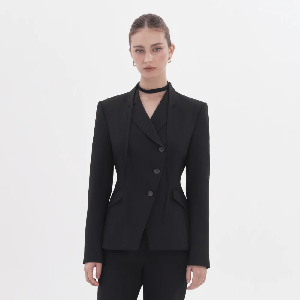 Jane Fitted Tailored Jacket - Black