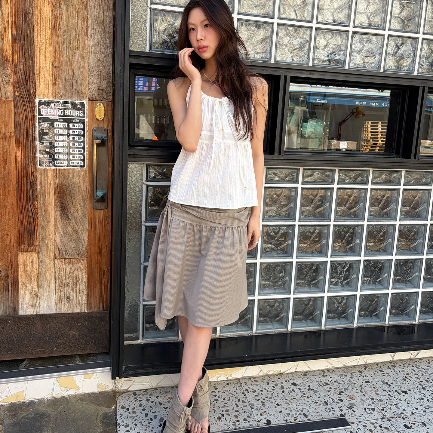 STRIPE MIDI SKIRT